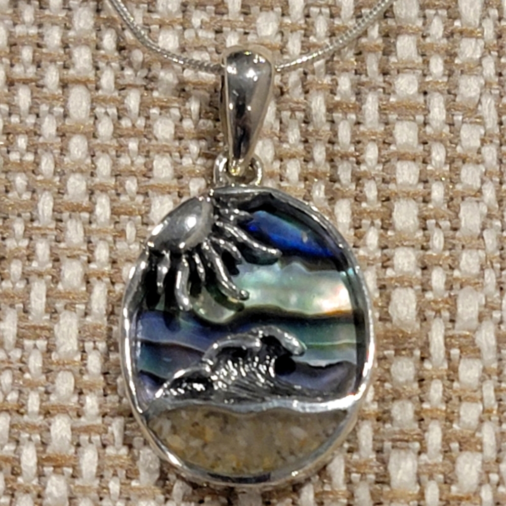 Sterling Silver Wave Pendant with 18" snake chain